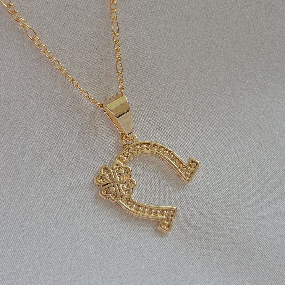 Gold Horseshoe Charm Necklace